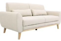 Hot Miliboo Sofá diseño 3 plazas tejido natural patas roble EKTOR