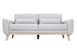 Store Miliboo Sofá diseño 3 plazas tejido gris claro patas roble EKTOR