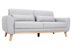 Store Miliboo Sofá diseño 3 plazas tejido gris claro patas roble EKTOR