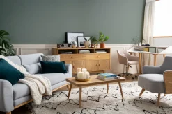Store Miliboo Sofá diseño 3 plazas tejido gris claro patas roble EKTOR
