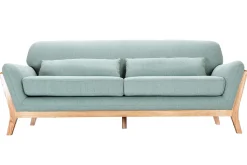Sale Miliboo Sofá escandinavo 3 plazas azul claro patas madera YOKO