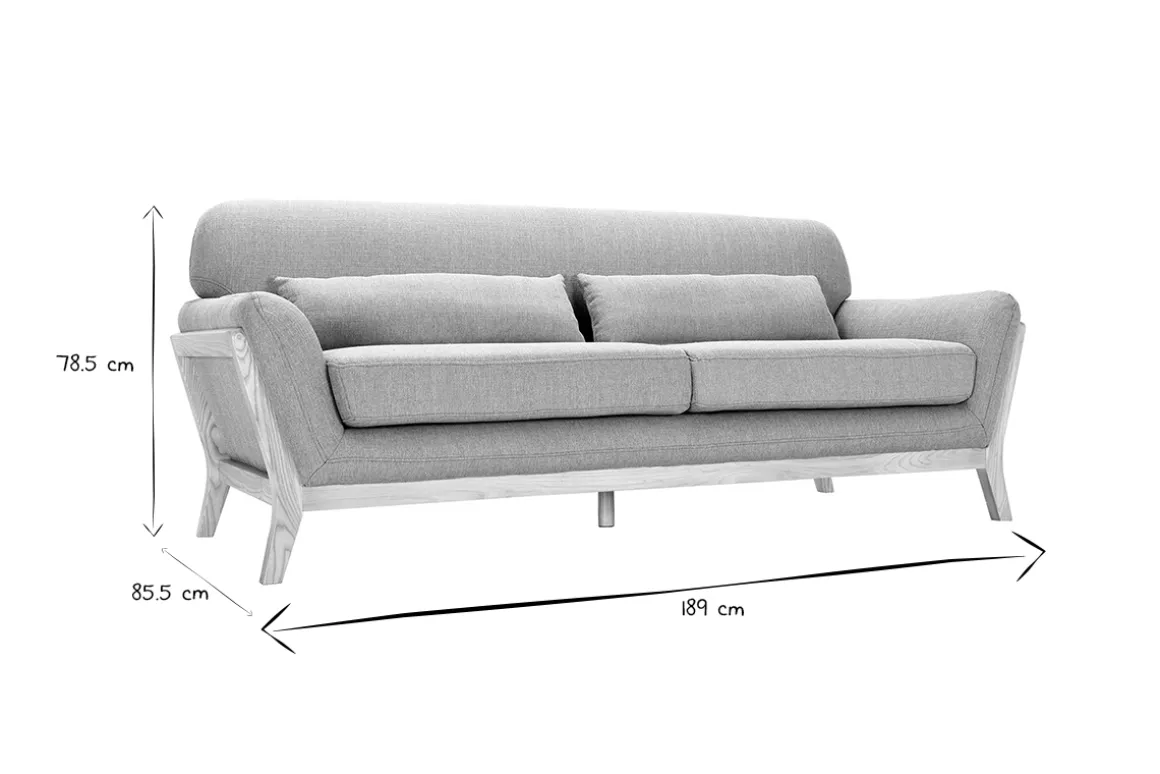 Sale Miliboo Sofá escandinavo 3 plazas azul claro patas madera YOKO