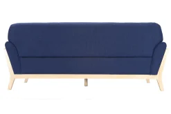 Outlet Miliboo Sofá escandinavo 3 plazas azul marino patas madera YOKO