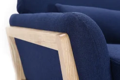 Outlet Miliboo Sofá escandinavo 3 plazas azul marino patas madera YOKO