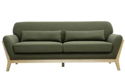 Shop Miliboo Sofá escandinavo 3 plazas gris patas madera YOKO