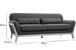 Shop Miliboo Sofá escandinavo 3 plazas gris patas madera YOKO