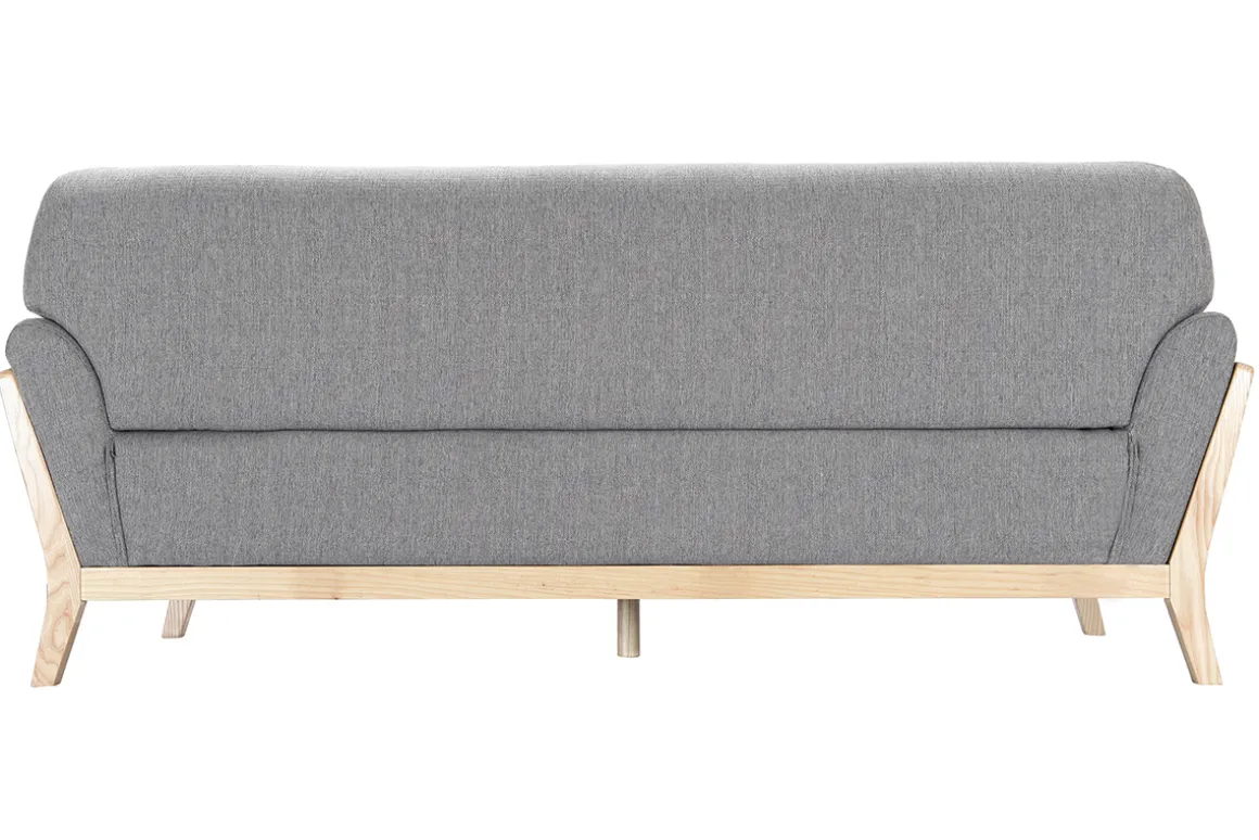 Discount Miliboo Sofá escandinavo 3 plazas gris patas madera YOKO