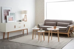 Discount Miliboo Sofá escandinavo 3 plazas gris patas madera YOKO