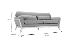 Discount Miliboo Sofá escandinavo 3 plazas gris patas madera YOKO