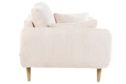 Flash Sale Miliboo Sofá escandinavo de 3 plazas en terciopelo acanalado color crema y madera clara CREEP