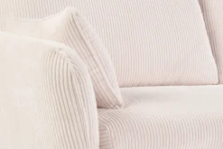 Flash Sale Miliboo Sofá escandinavo de 3 plazas en terciopelo acanalado color crema y madera clara CREEP