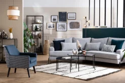 Clearance Miliboo Sofá esquinero 5 plazas gris PUCHKINE