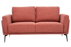 Discount Miliboo Sofá moderno 2 plazas de tela efecto aterciopelado texturizado terracota y metal negro MOSCO