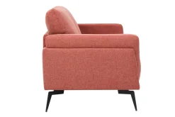 Discount Miliboo Sofá moderno 2 plazas de tela efecto aterciopelado texturizado terracota y metal negro MOSCO