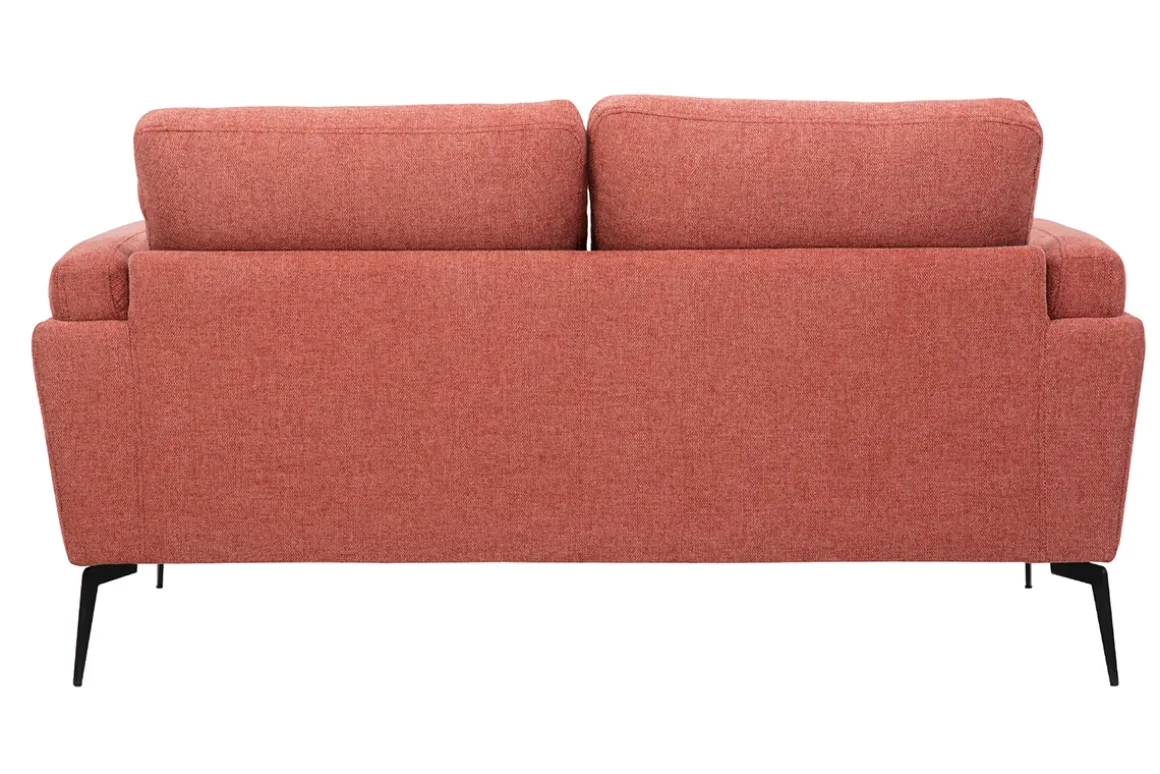 Discount Miliboo Sofá moderno 2 plazas de tela efecto aterciopelado texturizado terracota y metal negro MOSCO