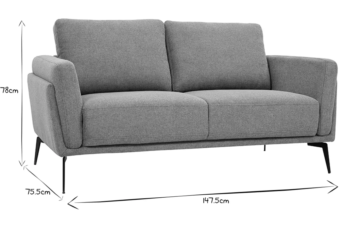 Discount Miliboo Sofá moderno 2 plazas de tela efecto aterciopelado texturizado terracota y metal negro MOSCO