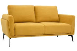 Hot Miliboo Sofá moderno 2 plazas de tela efecto aterciopelado texturizado amarillo mostaza y metal negro MOSCO