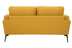 Hot Miliboo Sofá moderno 2 plazas de tela efecto aterciopelado texturizado amarillo mostaza y metal negro MOSCO