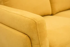 Hot Miliboo Sofá moderno 2 plazas de tela efecto aterciopelado texturizado amarillo mostaza y metal negro MOSCO