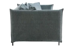 Best Sale Miliboo Sofá moderno 3-4 plazas de terciopelo azul grisáceo y metal negro ALMAR