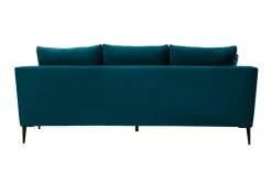 Best Sale Miliboo Sofá moderno 3 plazas de terciopelo azul petróleo y metal negro JERRY