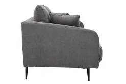 Outlet Miliboo Sofá moderno 3 plazas de tejido efecto aterciopelado gris y metal negro JERRY