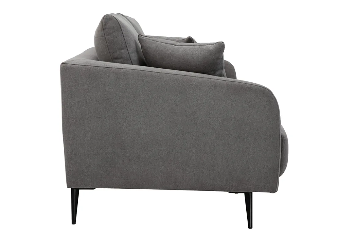 Outlet Miliboo Sofá moderno 3 plazas de tejido efecto aterciopelado gris y metal negro JERRY