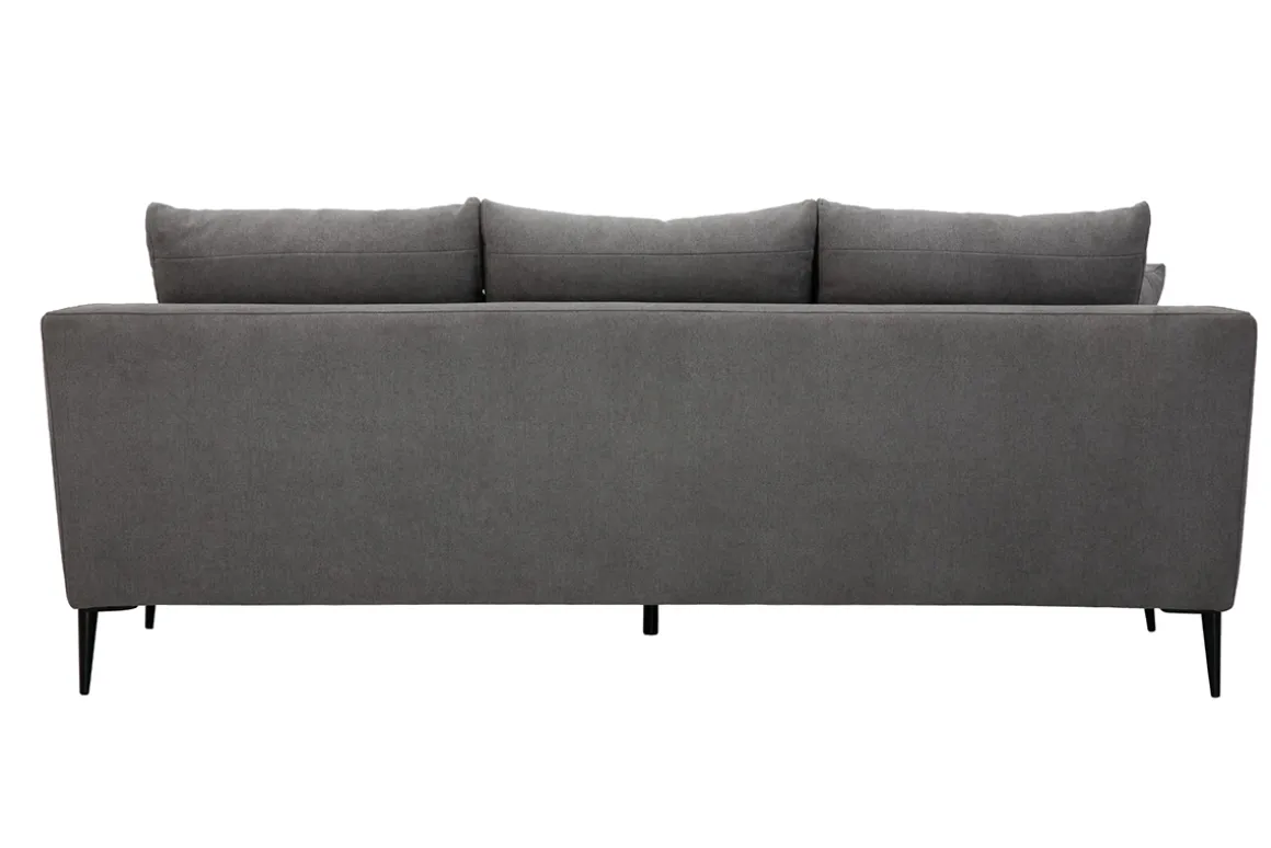Outlet Miliboo Sofá moderno 3 plazas de tejido efecto aterciopelado gris y metal negro JERRY