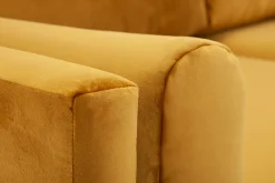 Sale Miliboo Sofá moderno 2-3 plazas de terciopelo amarillo, madera negra y metal dorado STING