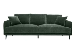 Fashion Miliboo Sofá moderno 3 plazas de tejido efecto aterciopelado caqui y metal negro JERRY