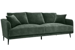 Fashion Miliboo Sofá moderno 3 plazas de tejido efecto aterciopelado caqui y metal negro JERRY