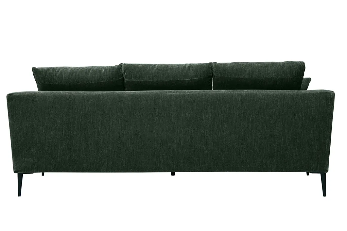 Fashion Miliboo Sofá moderno 3 plazas de tejido efecto aterciopelado caqui y metal negro JERRY