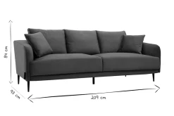 Fashion Miliboo Sofá moderno 3 plazas de tejido efecto aterciopelado caqui y metal negro JERRY