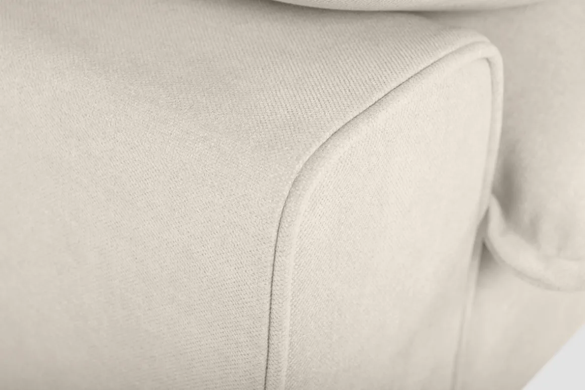 Flash Sale Miliboo Sofá moderno 3 plazas de tejido efecto aterciopelado texturizado beige y metal negro DORY