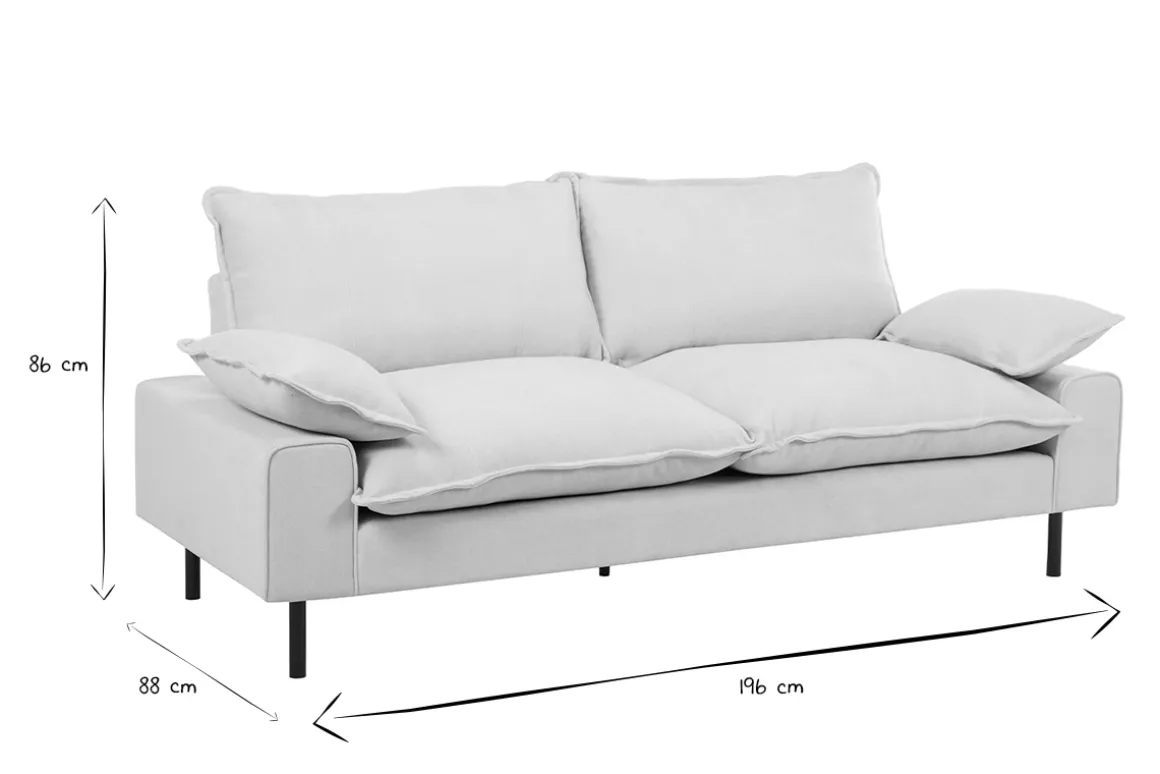 Flash Sale Miliboo Sofá moderno 3 plazas de tejido efecto aterciopelado texturizado beige y metal negro DORY