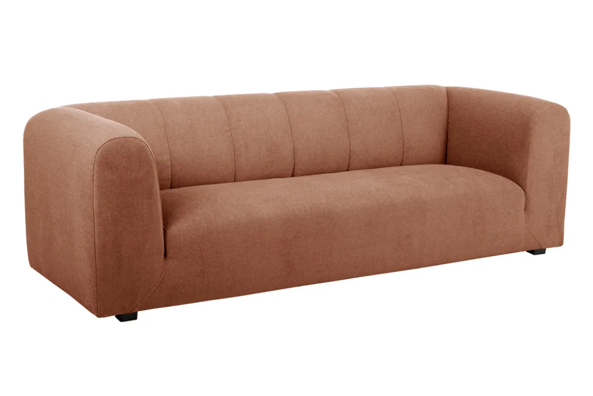 Flash Sale Miliboo Sofá moderno 3-4 plazas de tejido efecto aterciopelado terracota - OLIVEIRO