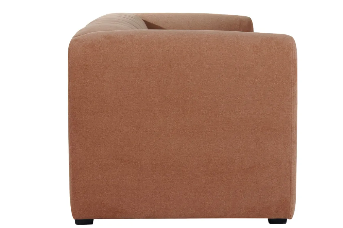 Flash Sale Miliboo Sofá moderno 3-4 plazas de tejido efecto aterciopelado terracota - OLIVEIRO