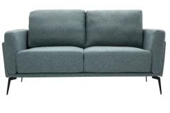 Hot Miliboo Sofá moderno 2 plazas de tela efecto aterciopelado texturizado verde grisáceo y metal negro MOSCO