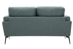 Hot Miliboo Sofá moderno 2 plazas de tela efecto aterciopelado texturizado verde grisáceo y metal negro MOSCO