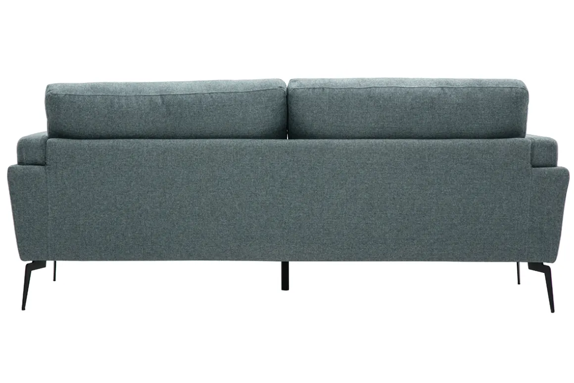 Sale Miliboo Sofá moderno 3 plazas de tela efecto aterciopelado texturizado verde grisáceo y metal negro MOSCO