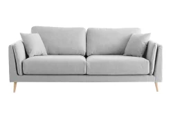 Shop Miliboo Sofá moderno 3 plazas en tejido gris claro VOGUE
