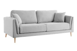 Shop Miliboo Sofá moderno 3 plazas en tejido gris claro VOGUE