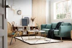 Shop Miliboo Sofá moderno 3 plazas en tejido gris claro VOGUE