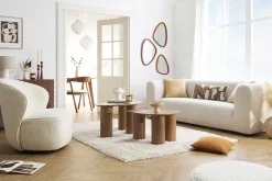 Fashion Miliboo Sofá moderno de tela beige 4 plazas OLIVEIRO