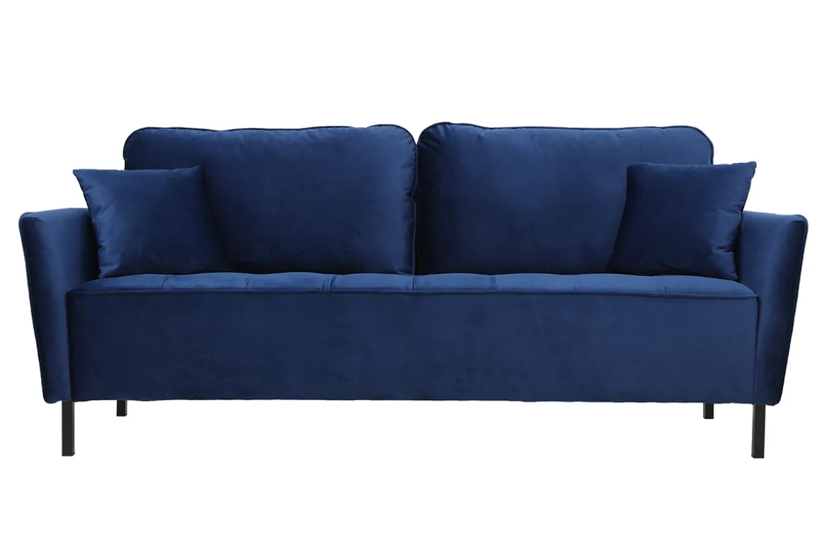 Best Miliboo Sofá moderno en terciopelo azul 3 plazas BEKA