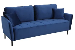 Best Miliboo Sofá moderno en terciopelo azul 3 plazas BEKA