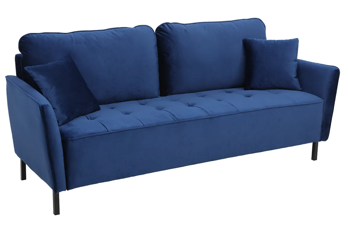 Best Miliboo Sofá moderno en terciopelo azul 3 plazas BEKA