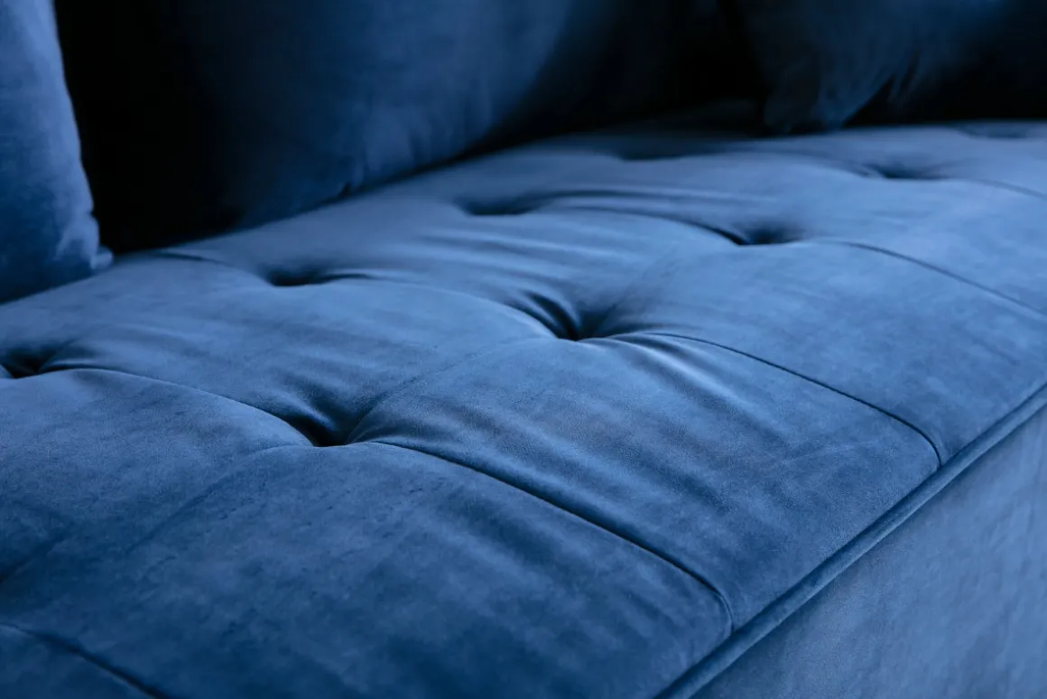 Best Miliboo Sofá moderno en terciopelo azul 3 plazas BEKA
