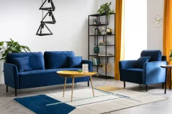 Best Miliboo Sofá moderno en terciopelo azul 3 plazas BEKA