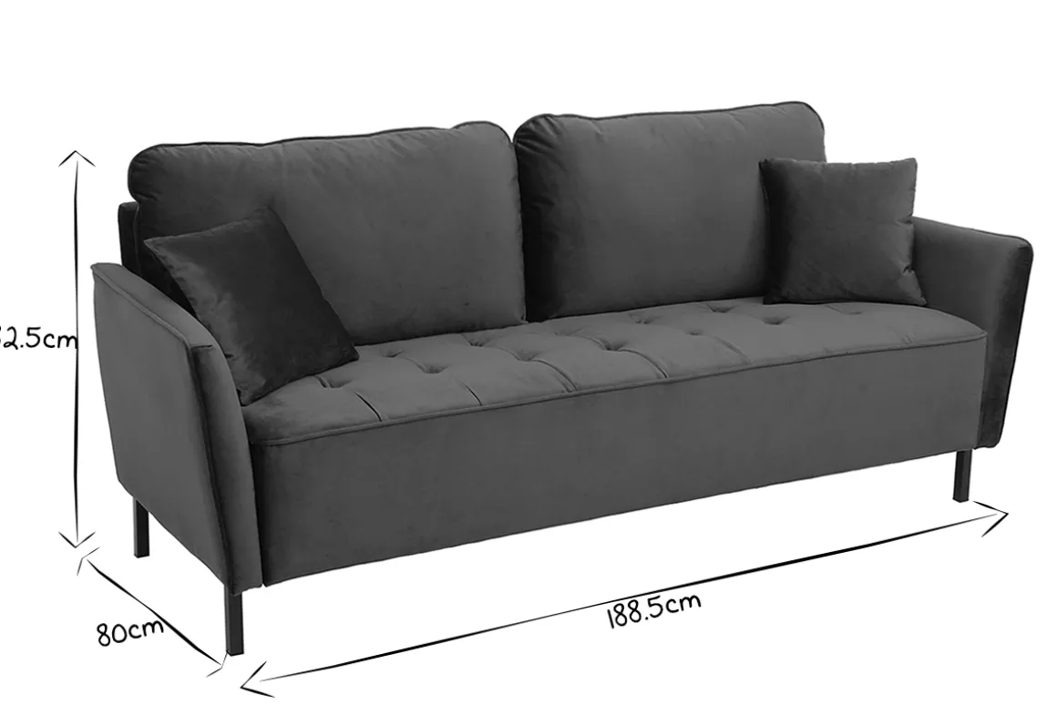 Best Miliboo Sofá moderno en terciopelo azul 3 plazas BEKA